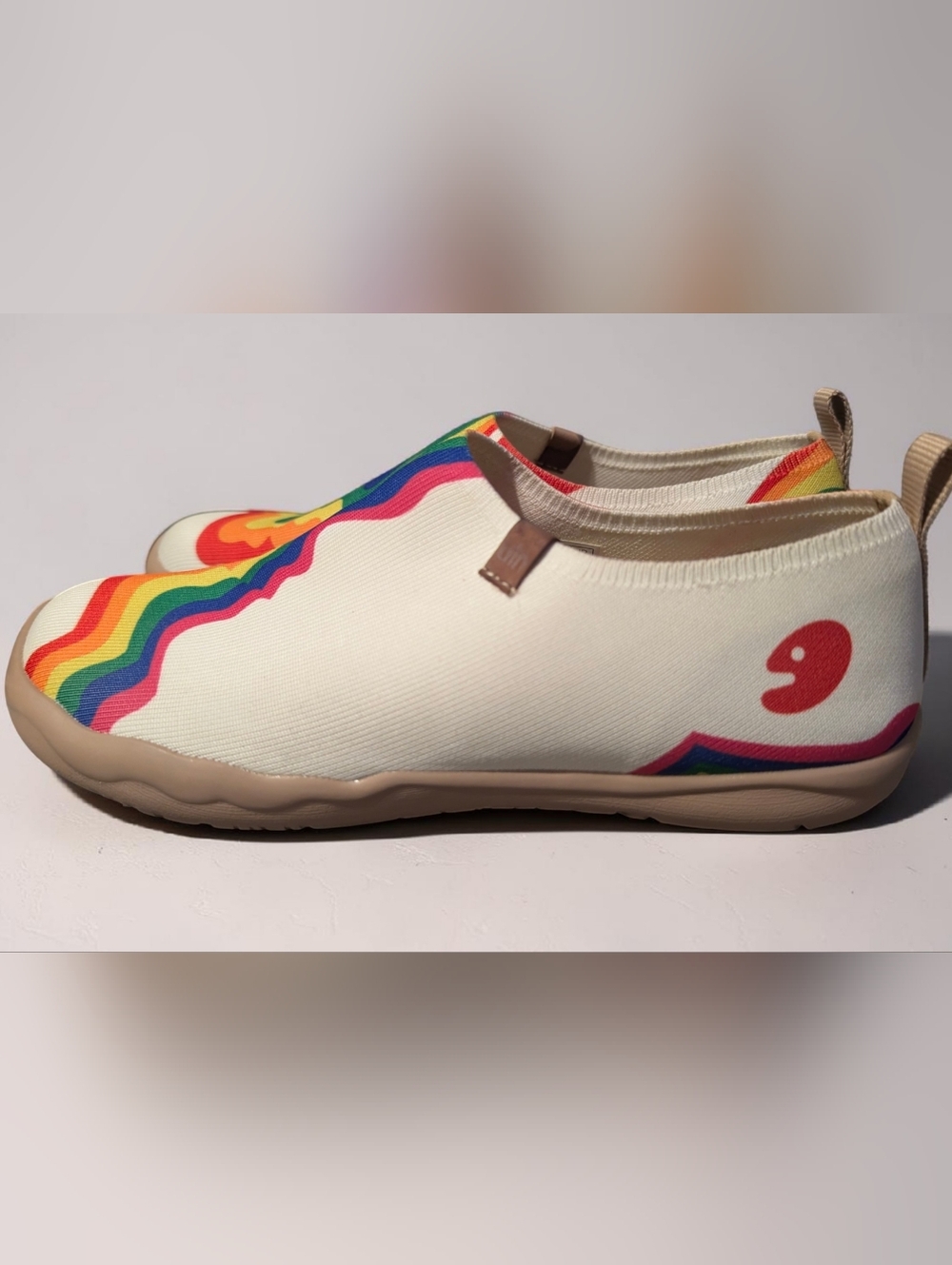 UIN Rainbow Slip On Loafers Ergonomic Knit Walking Shoes PRIDE Art Flats Sz 7.5 - Picture 5 of 10
